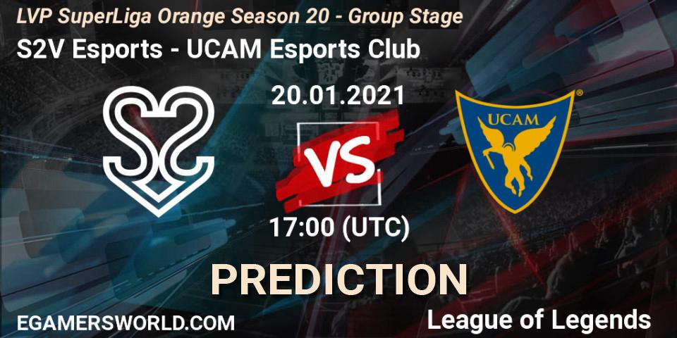 S2V Esports vs UCAM Esports Club: Betting TIp, Match Prediction. 20.01.2021 at 17:00. LoL, LVP SuperLiga Orange Season 20 - Group Stage