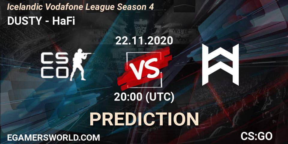 DUSTY vs HaFiÐ: Betting TIp, Match Prediction. 22.11.2020 at 20:00. Counter-Strike (CS2), Icelandic Vodafone League Season 4
