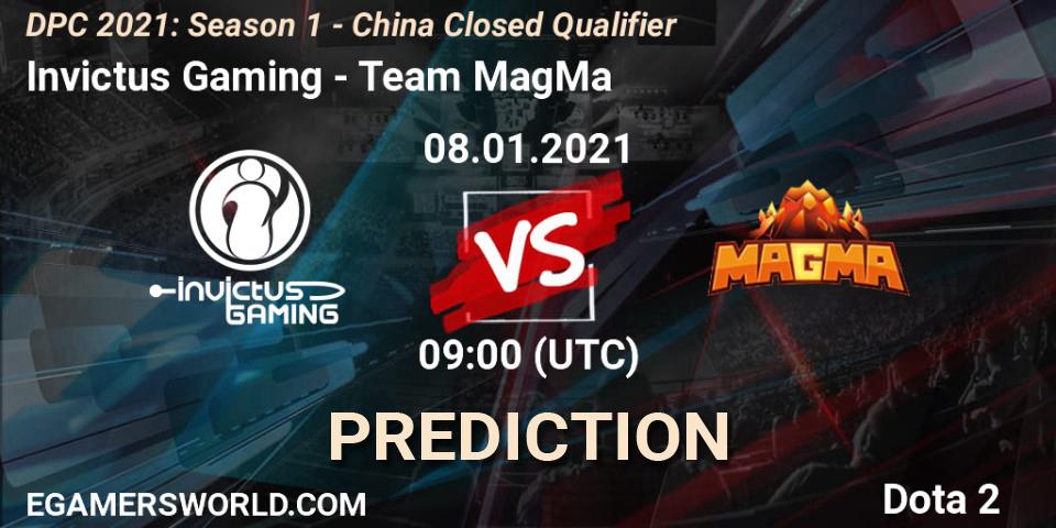 Invictus Gaming vs Team MagMa: Betting TIp, Match Prediction. 08.01.2021 at 07:36. Dota 2, DPC 2021: Season 1 - China Closed Qualifier