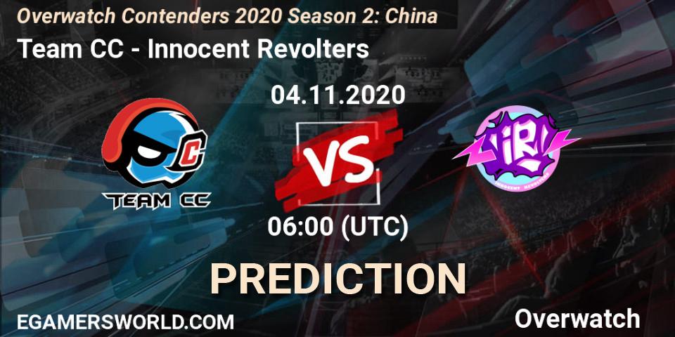 Team CC vs Innocent Revolters: Betting TIp, Match Prediction. 04.11.2020 at 06:00. Overwatch, Overwatch Contenders 2020 Season 2: China