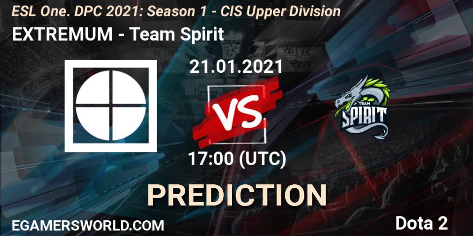 EXTREMUM vs Team Spirit: Betting TIp, Match Prediction. 21.01.2021 at 18:53. Dota 2, ESL One. DPC 2021: Season 1 - CIS Upper Division