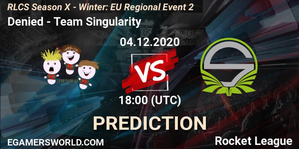 Denied vs Team Singularity: Betting TIp, Match Prediction. 04.12.20. Rocket League, RLCS Season X - Winter: EU Regional Event 2
