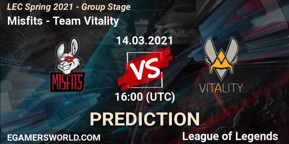 Misfits vs Team Vitality: Betting TIp, Match Prediction. 14.03.2021 at 16:00. LoL, LEC Spring 2021 - Group Stage