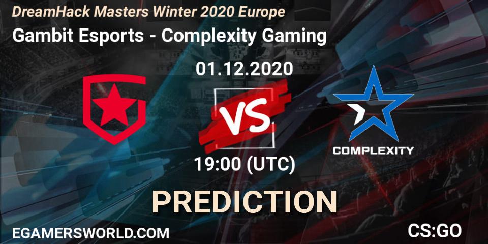 Gambit Esports vs Complexity Gaming: Betting TIp, Match Prediction. 01.12.20. CS2 (CS:GO), DreamHack Masters Winter 2020 Europe