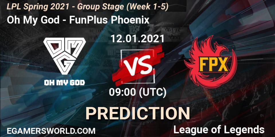 Oh My God vs FunPlus Phoenix: Betting TIp, Match Prediction. 12.01.2021 at 09:16. LoL, LPL Spring 2021 - Group Stage (Week 1-5)