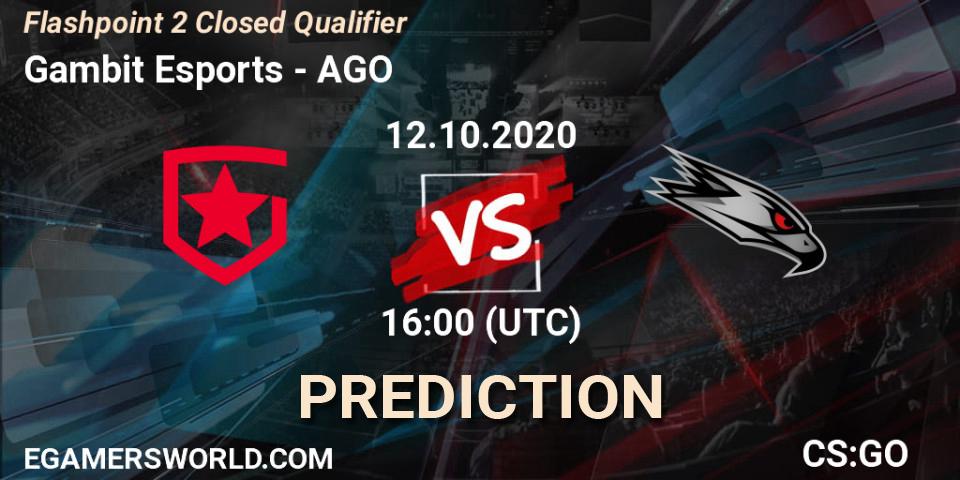 Gambit Esports vs AGO: Betting TIp, Match Prediction. 12.10.20. CS2 (CS:GO), Flashpoint 2 Closed Qualifier