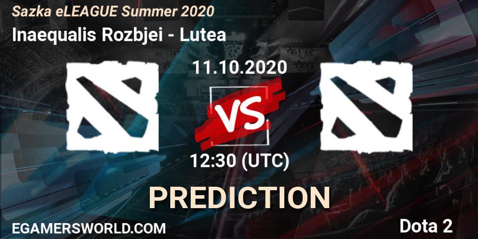 Inaequalis Rozbíječi vs Lutea: Betting TIp, Match Prediction. 11.10.2020 at 12:23. Dota 2, Sazka eLEAGUE Summer 2020