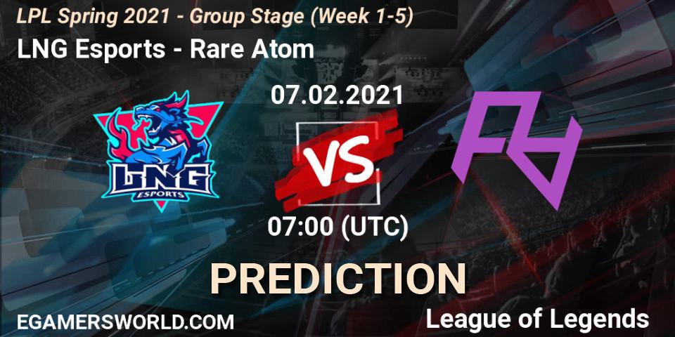 LNG Esports vs Rare Atom: Betting TIp, Match Prediction. 07.02.2021 at 07:23. LoL, LPL Spring 2021 - Group Stage (Week 1-5)