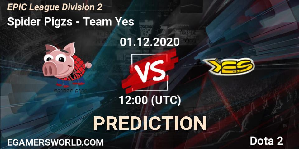 Spider Pigzs vs Team Yes: Betting TIp, Match Prediction. 01.12.20. Dota 2, EPIC League Division 2