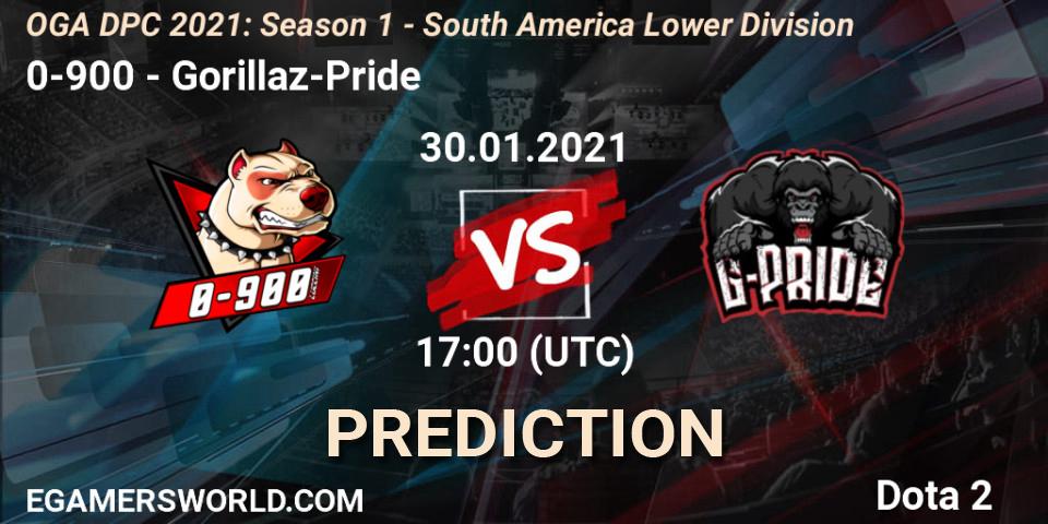 0-900 vs Gorillaz-Pride: Betting TIp, Match Prediction. 30.01.21. Dota 2, OGA DPC 2021: Season 1 - South America Lower Division