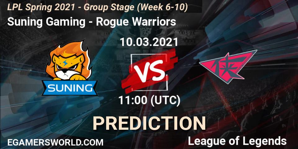 Suning Gaming vs Rogue Warriors: Betting TIp, Match Prediction. 10.03.21. LoL, LPL Spring 2021 - Group Stage (Week 6-10)