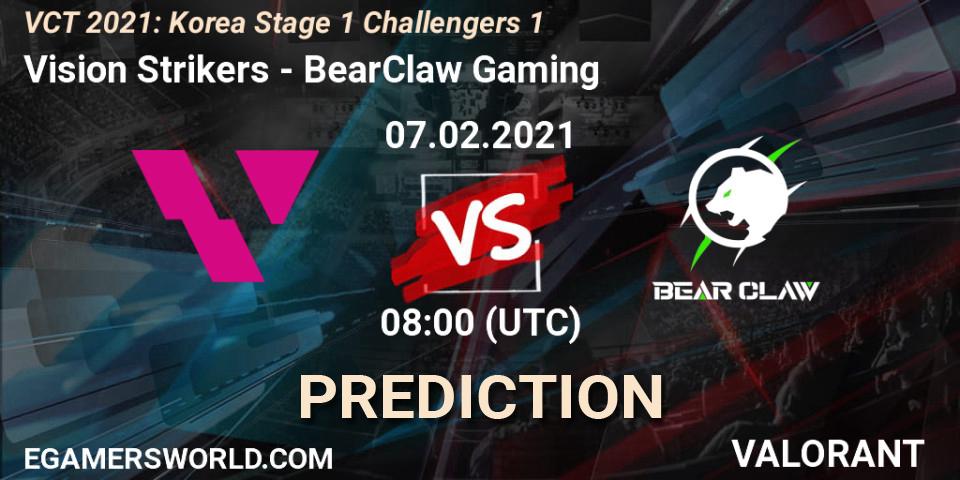 Vision Strikers vs BearClaw Gaming: Betting TIp, Match Prediction. 07.02.2021 at 12:00. VALORANT, VCT 2021: Korea Stage 1 Challengers 1