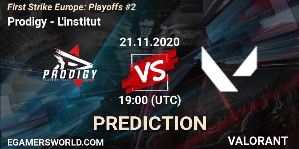 Prodigy vs L'institut: Betting TIp, Match Prediction. 21.11.2020 at 19:00. VALORANT, First Strike Europe: Playoffs #2
