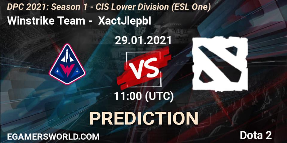 Winstrike Team vs XactJlepbI: Betting TIp, Match Prediction. 29.01.2021 at 10:57. Dota 2, ESL One. DPC 2021: Season 1 - CIS Lower Division