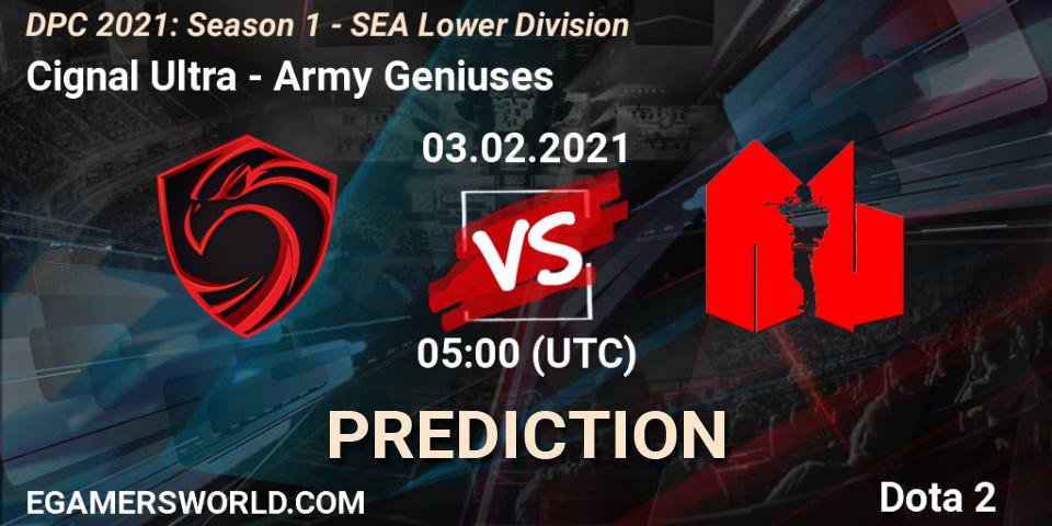Cignal Ultra vs Army Geniuses: Betting TIp, Match Prediction. 03.02.21. Dota 2, DPC 2021: Season 1 - SEA Lower Division