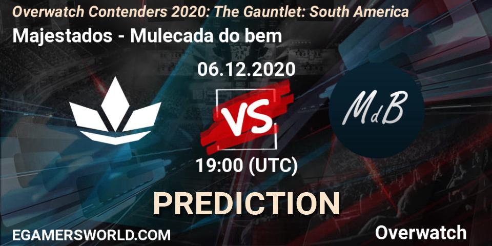 Majestados vs Mulecada do bem: Betting TIp, Match Prediction. 06.12.2020 at 19:00. Overwatch, Overwatch Contenders 2020: The Gauntlet: South America