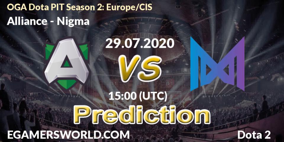 Alliance vs Nigma: Betting TIp, Match Prediction. 29.07.20. Dota 2, OGA Dota PIT Season 2: Europe/CIS