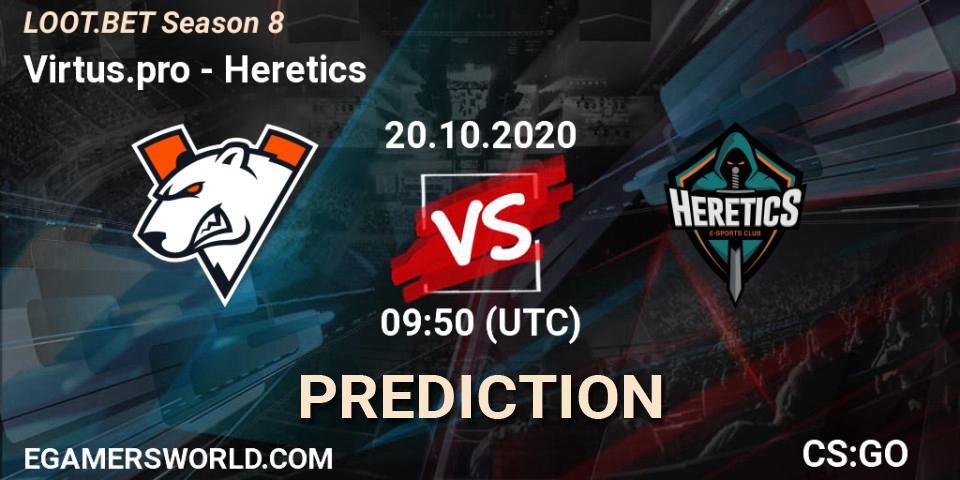 Virtus.pro vs Heretics: Betting TIp, Match Prediction. 20.10.2020 at 09:50. Counter-Strike (CS2), LOOT.BET Season 8