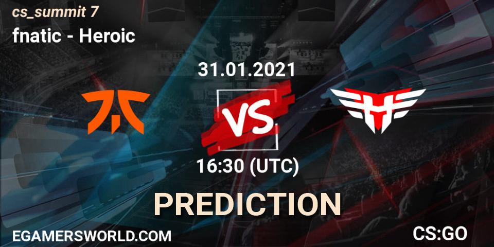 fnatic vs Heroic: Betting TIp, Match Prediction. 31.01.21. CS2 (CS:GO), cs_summit 7