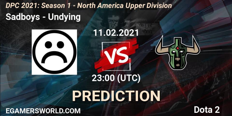 Sadboys vs Undying: Betting TIp, Match Prediction. 11.02.2021 at 23:09. Dota 2, DPC 2021: Season 1 - North America Upper Division