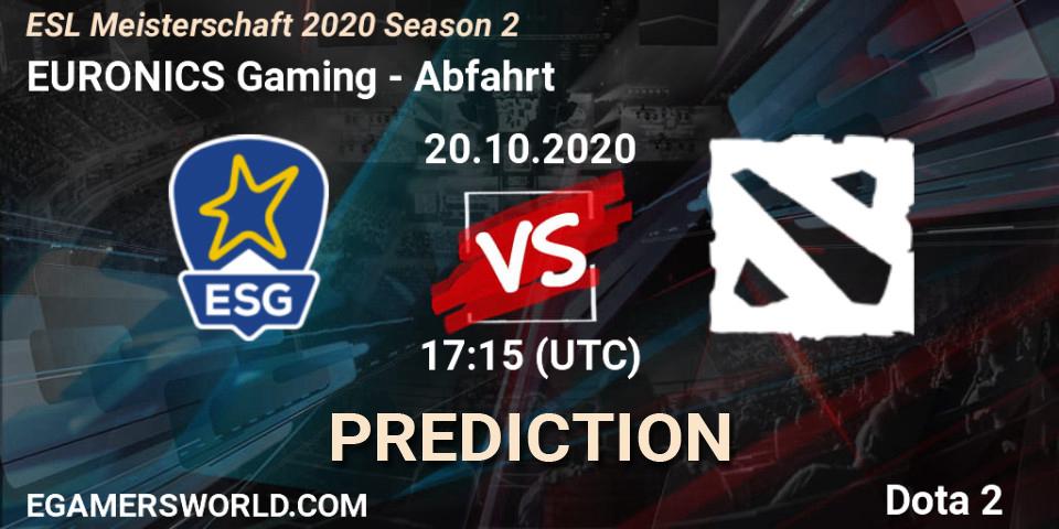 EURONICS Gaming vs Abfahrt: Betting TIp, Match Prediction. 20.10.2020 at 17:19. Dota 2, ESL Meisterschaft 2020 Season 2