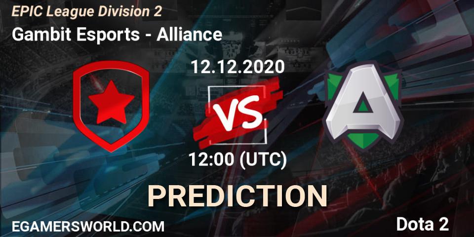Gambit Esports vs Alliance: Betting TIp, Match Prediction. 12.12.20. Dota 2, EPIC League Division 2