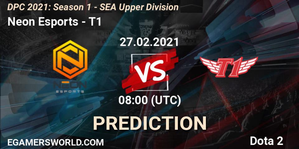 Neon Esports vs T1: Betting TIp, Match Prediction. 27.02.2021 at 08:05. Dota 2, DPC 2021: Season 1 - SEA Upper Division