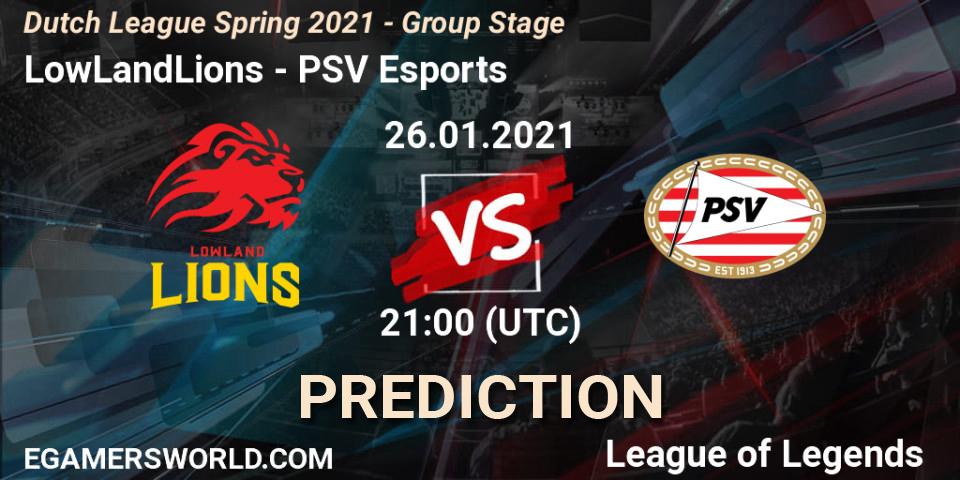 LowLandLions vs PSV Esports: Betting TIp, Match Prediction. 26.01.2021 at 21:00. LoL, Dutch League Spring 2021 - Group Stage