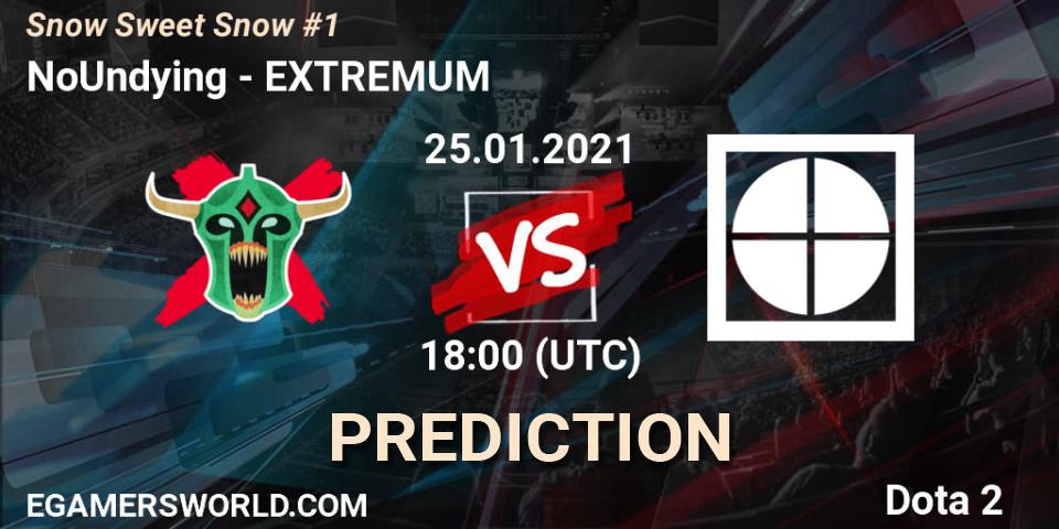 NoUndying vs EXTREMUM: Betting TIp, Match Prediction. 25.01.2021 at 17:56. Dota 2, Snow Sweet Snow #1