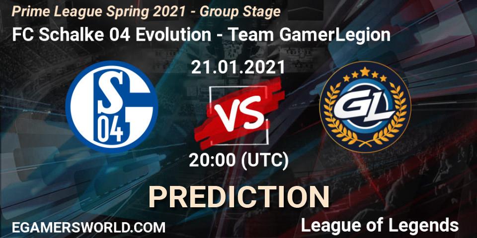 FC Schalke 04 Evolution vs Team GamerLegion: Betting TIp, Match Prediction. 21.01.21. LoL, Prime League Spring 2021 - Group Stage