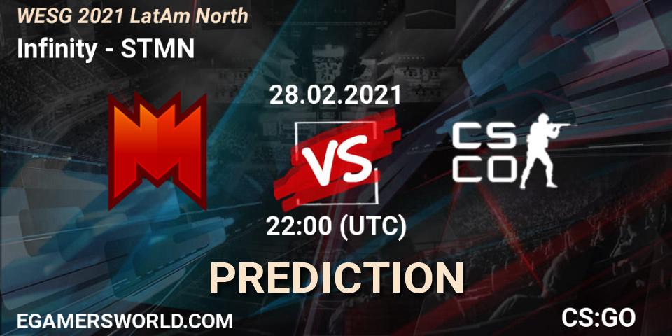 Infinity vs STMN: Betting TIp, Match Prediction. 28.02.2021 at 21:30. Counter-Strike (CS2), WESG 2021 LatAm North