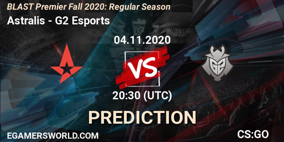 Astralis vs G2 Esports: Betting TIp, Match Prediction. 04.11.2020 at 20:30. Counter-Strike (CS2), BLAST Premier Fall 2020: Regular Season