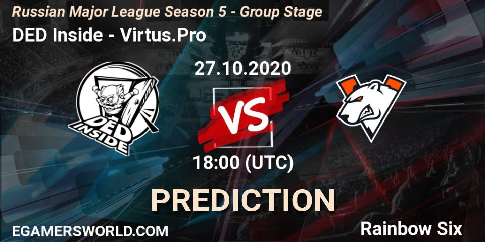 DED Inside vs Virtus.Pro: Betting TIp, Match Prediction. 27.10.20. Rainbow Six, Russian Major League Season 5 - Group Stage