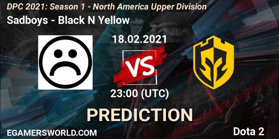 Sadboys vs Black N Yellow: Betting TIp, Match Prediction. 18.02.2021 at 23:31. Dota 2, DPC 2021: Season 1 - North America Upper Division