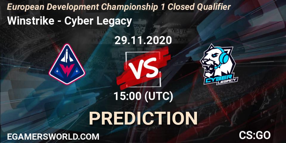 Winstrike vs Cyber Legacy: Betting TIp, Match Prediction. 29.11.2020 at 19:25. Counter-Strike (CS2), European Development Championship 1 Closed Qualifier