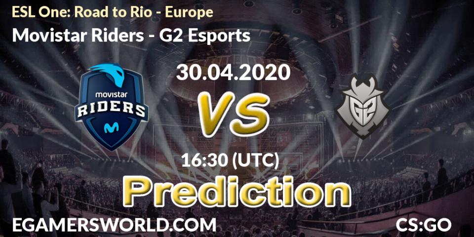 Movistar Riders vs G2 Esports: Betting TIp, Match Prediction. 30.04.2020 at 16:30. Counter-Strike (CS2), ESL One: Road to Rio - Europe