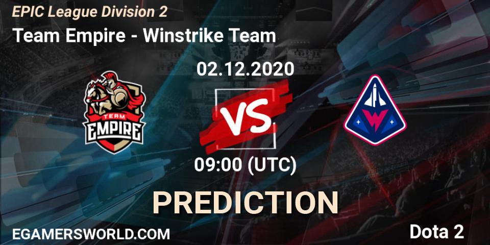 Team Empire vs Winstrike Team: Betting TIp, Match Prediction. 02.12.20. Dota 2, EPIC League Division 2