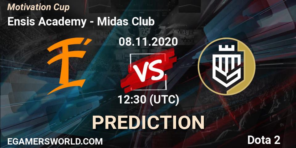 Ensis Academy vs Midas Club: Betting TIp, Match Prediction. 08.11.2020 at 13:15. Dota 2, Motivation Cup