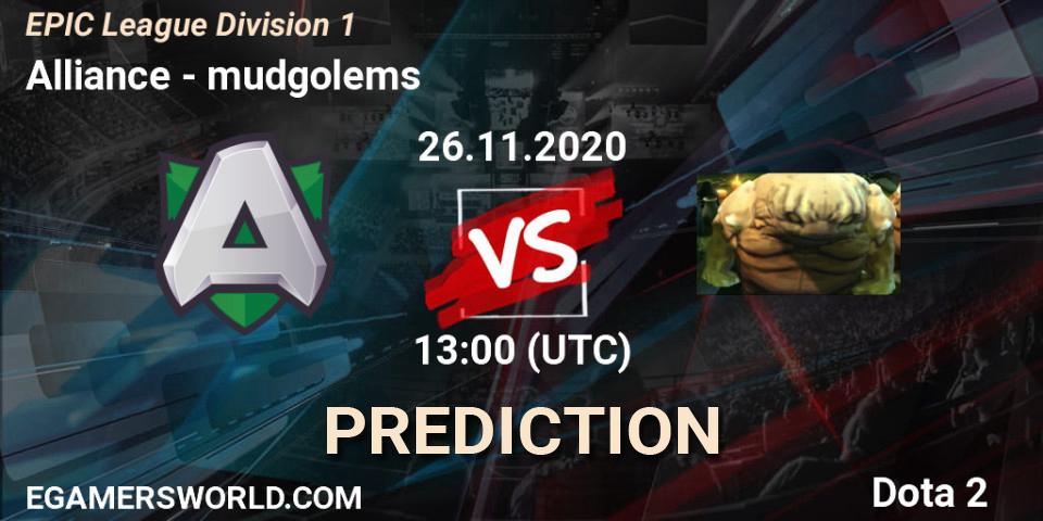 Alliance vs mudgolems: Betting TIp, Match Prediction. 28.11.2020 at 13:00. Dota 2, EPIC League Division 1