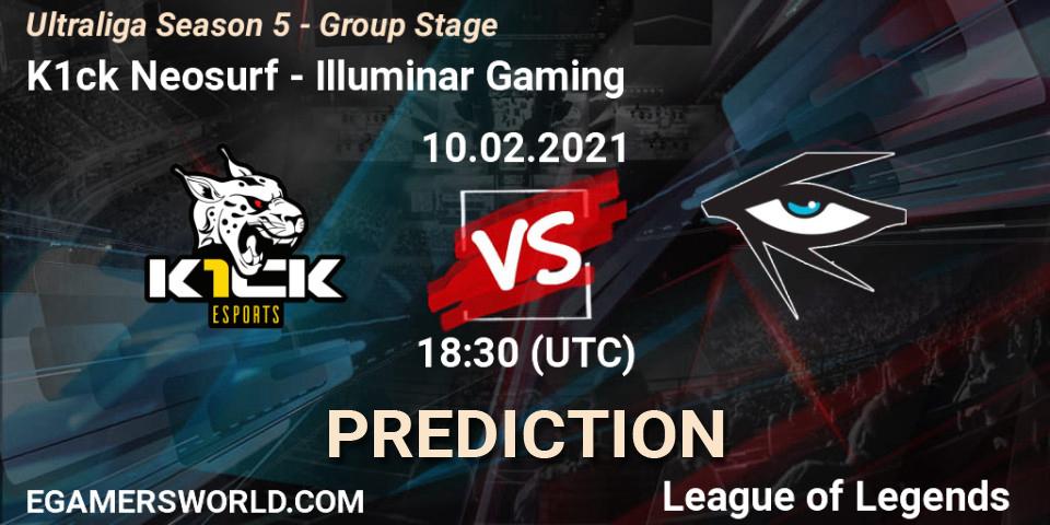 K1ck Neosurf vs Illuminar Gaming: Betting TIp, Match Prediction. 10.02.2021 at 18:30. LoL, Ultraliga Season 5 - Group Stage