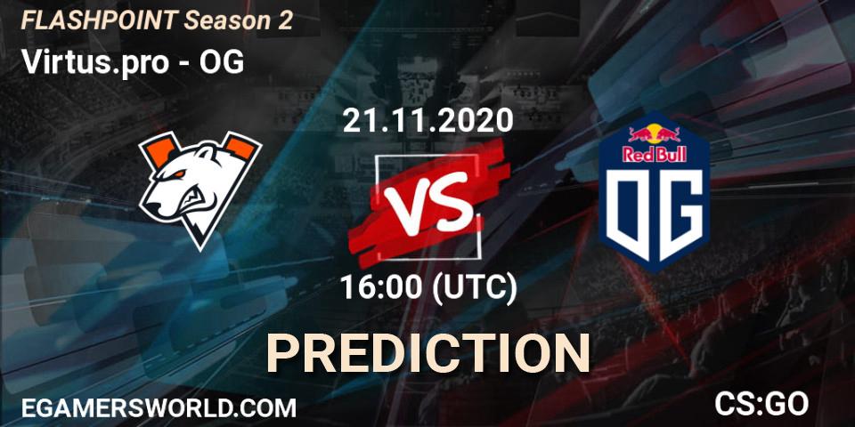 Virtus.pro vs OG: Betting TIp, Match Prediction. 21.11.2020 at 17:00. Counter-Strike (CS2), Flashpoint Season 2