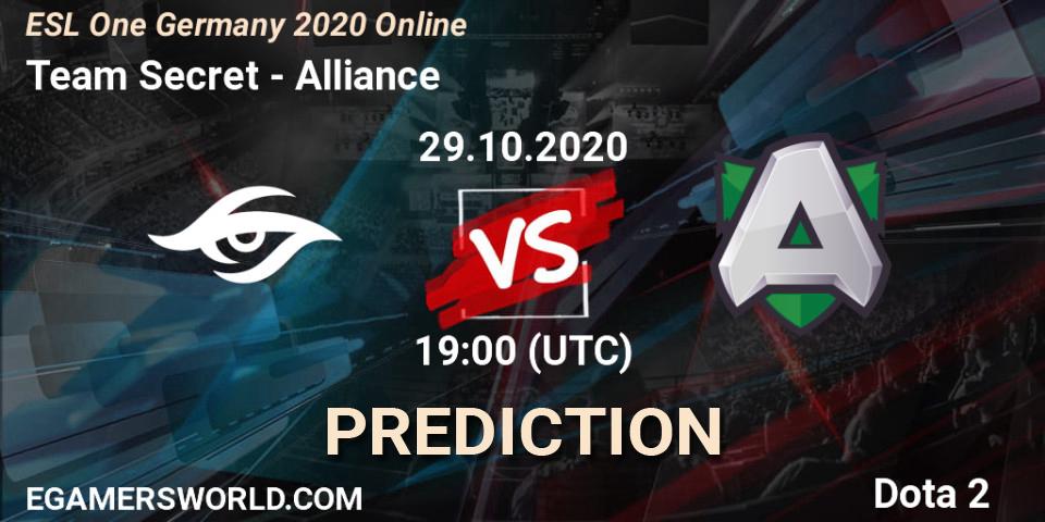 Team Secret vs Alliance: Betting TIp, Match Prediction. 29.10.2020 at 16:00. Dota 2, ESL One Germany 2020 Online