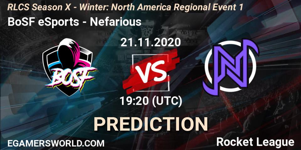 BoSF eSports vs Nefarious: Betting TIp, Match Prediction. 21.11.20. Rocket League, RLCS Season X - Winter: North America Regional Event 1