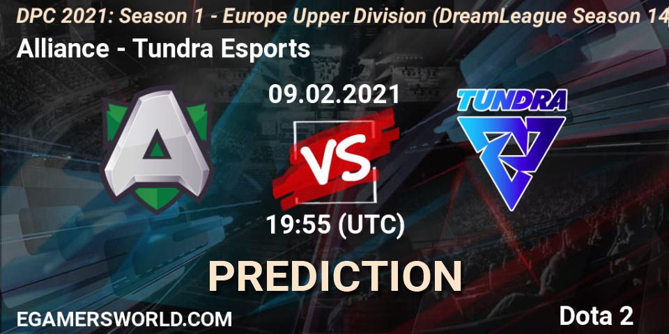 Alliance vs Tundra Esports: Betting TIp, Match Prediction. 09.02.2021 at 21:13. Dota 2, DPC 2021: Season 1 - Europe Upper Division (DreamLeague Season 14)