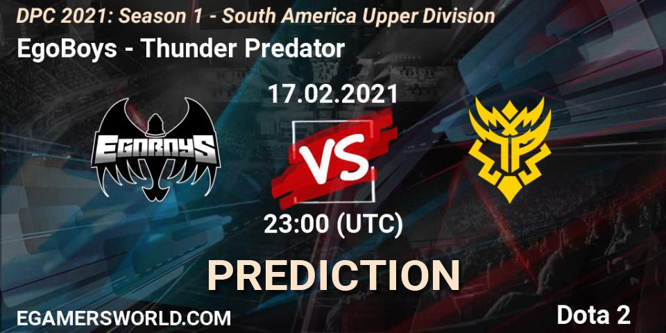 EgoBoys vs Thunder Predator: Betting TIp, Match Prediction. 17.02.21. Dota 2, DPC 2021: Season 1 - South America Upper Division