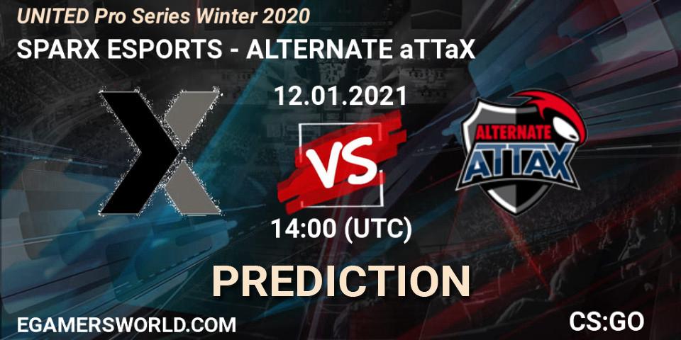 SPARX ESPORTS vs ALTERNATE aTTaX: Betting TIp, Match Prediction. 12.01.2021 at 14:15. Counter-Strike (CS2), UNITED Pro Series Winter 2020