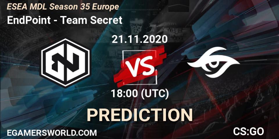 EndPoint vs Team Secret: Betting TIp, Match Prediction. 21.11.20. CS2 (CS:GO), ESEA MDL Season 35 Europe