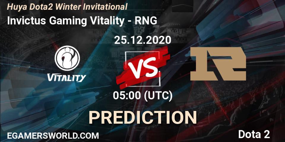 Invictus Gaming Vitality vs RNG: Betting TIp, Match Prediction. 25.12.20. Dota 2, Huya Dota2 Winter Invitational