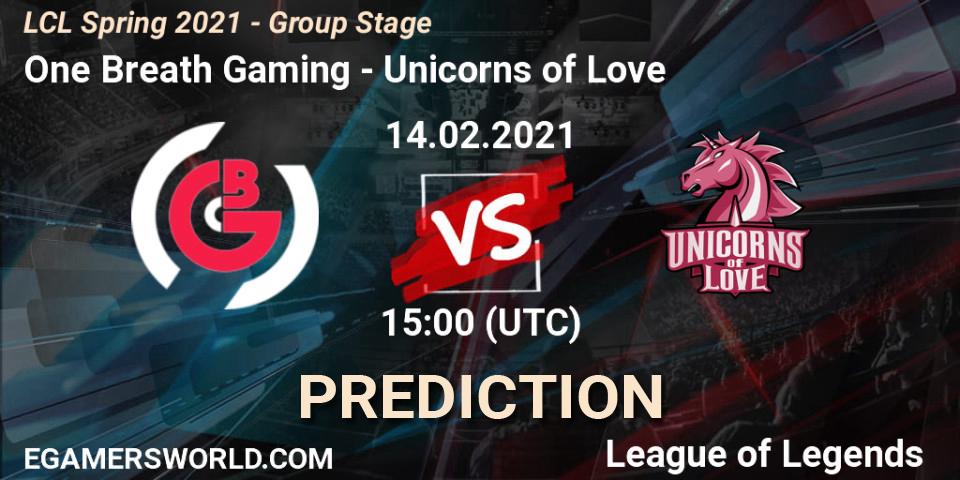 One Breath Gaming vs Unicorns of Love: Betting TIp, Match Prediction. 14.02.21. LoL, LCL Spring 2021 - Group Stage