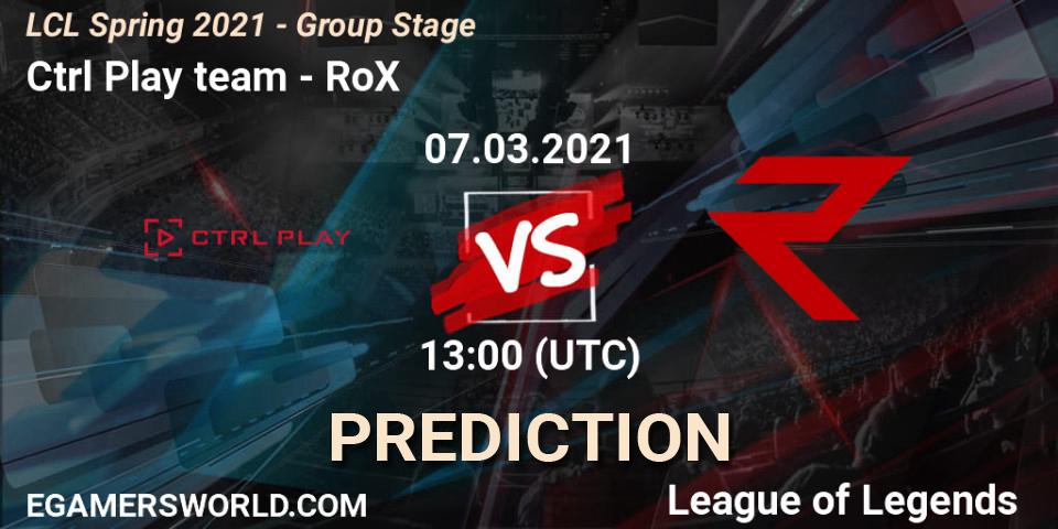 Ctrl Play team vs RoX: Betting TIp, Match Prediction. 07.03.2021 at 13:00. LoL, LCL Spring 2021 - Group Stage
